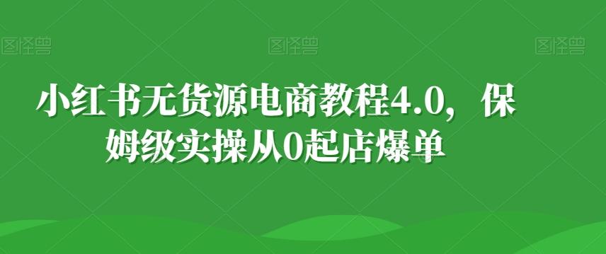 小红书无货源电商教程4.0，保姆级实操从0起店爆单【拆解】-网创论坛
