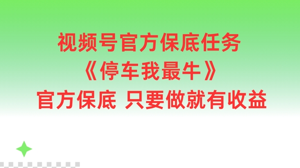 视频号官方保底任务，停车我最牛，官方保底只要做就有收益【揭秘】-网创论坛