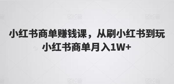 小红书商单赚钱课，从刷小红书到玩小红书商单月入1W+-网创论坛