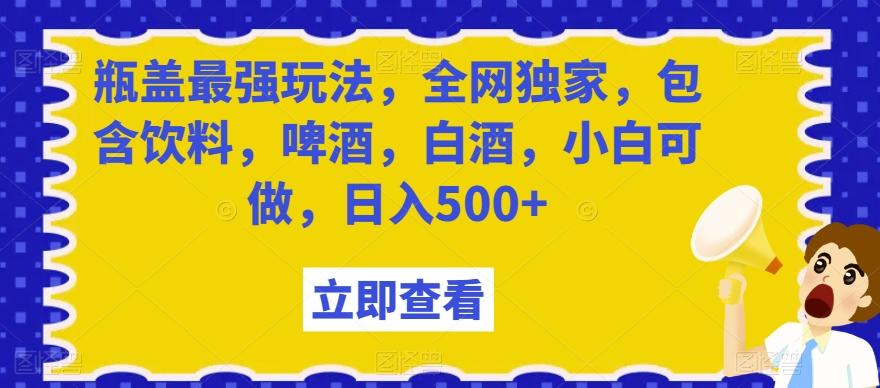 瓶盖最强玩法，全网独家，包含饮料，啤酒，白酒，小白可做，日入500+【揭秘】-网创论坛