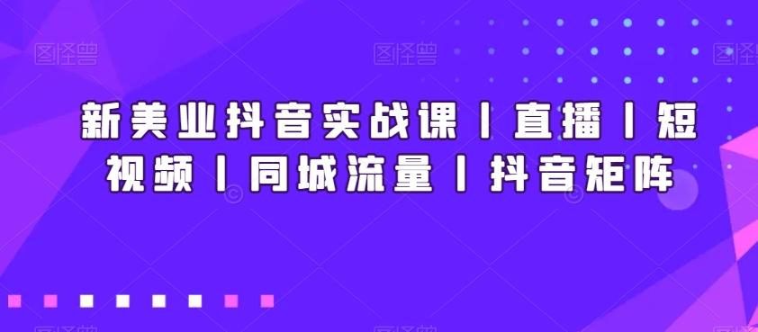 新美业抖音实战课丨直播丨短视频丨同城流量丨抖音矩阵-网创论坛