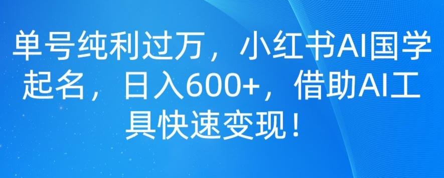 单号纯利过万，小红书AI国学起名，日入600+，借助AI工具快速变现-网创论坛