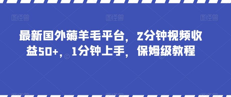 最新国外薅羊毛平台，2分钟视频收益50+，1分钟上手，保姆级教程【揭秘】-网创论坛