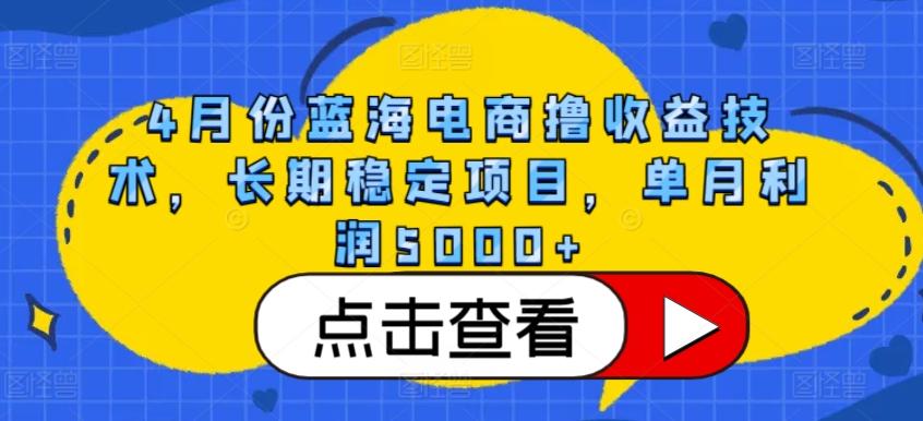 4月份蓝海电商撸收益技术，长期稳定项目，单月利润5000+【揭秘】-网创论坛