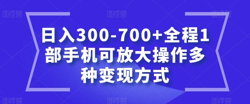 日入300-700+全程1部手机可放大操作多种变现方式【揭秘】-网创论坛