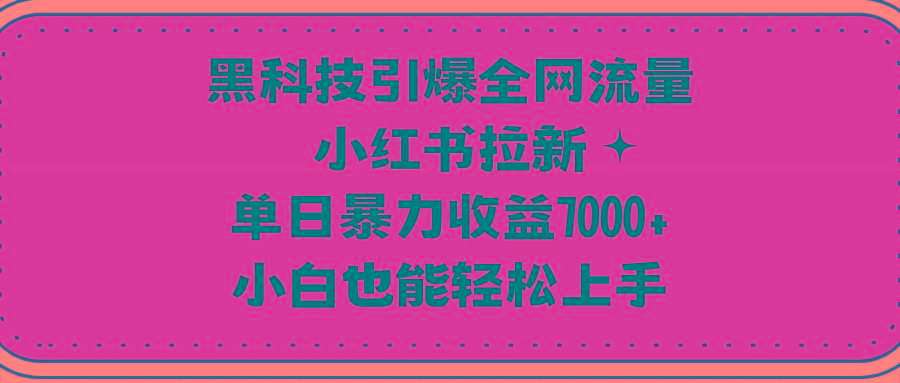 (9679期)黑科技引爆全网流量小红书拉新，单日暴力收益7000+，小白也能轻松上手-网创论坛