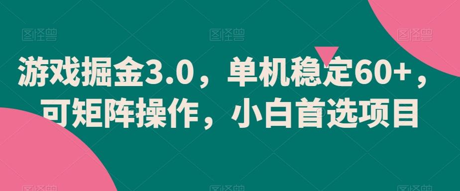 游戏掘金3.0，单机稳定60+，可矩阵操作，小白首选项目【揭秘】-网创论坛