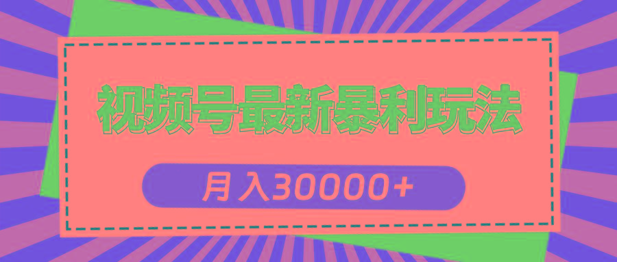 视频号最新暴利玩法，轻松月入30000+-网创论坛