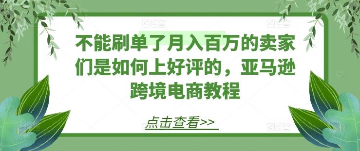 不能刷单了月入百万的卖家们是如何上好评的，亚马逊跨境电商教程-网创论坛