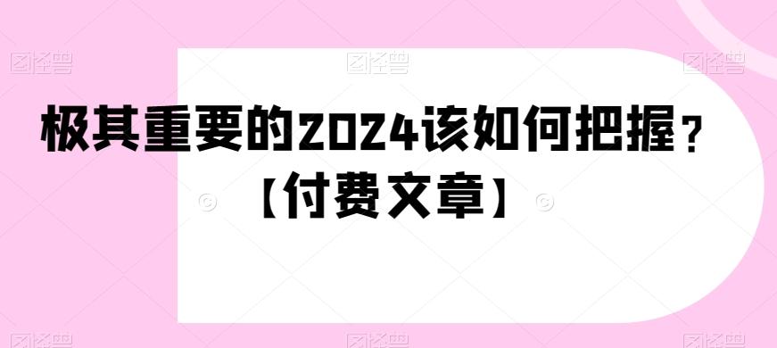 极其重要的2024该如何把握？【付费文章】-网创论坛