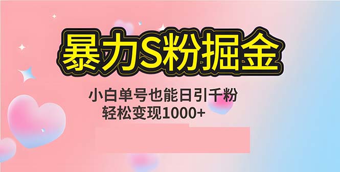 单人单机日引千粉，变现1000+，S粉流量掘金计划攻略-网创论坛