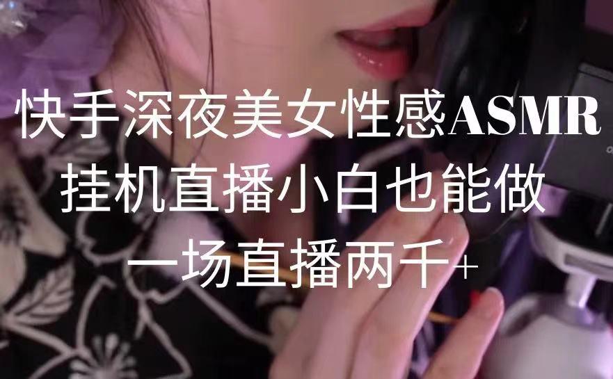 快手深夜美女性感ASMR挂机直播，小白也能做，一场直播两千+-网创论坛