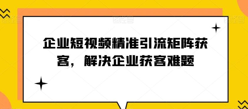 企业短视频精准引流矩阵获客，解决企业获客难题-网创论坛