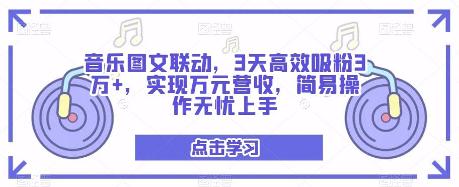 音乐图文联动，3天高效吸粉3万+，实现万元营收，简易操作无忧上手-网创论坛