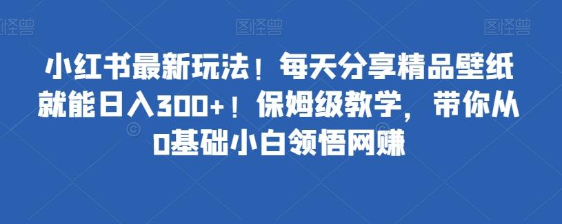 小红书最新玩法！每天分享精品壁纸就能日入300+！保姆级教学，带你从0基础小白领悟网赚-网创论坛